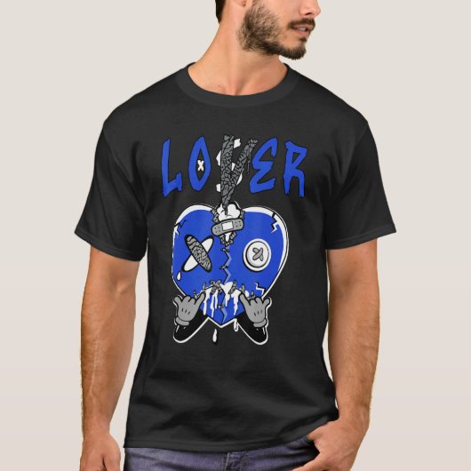 Loser Heart Dripping True Blue 1s Matching T-shirt (Voorkant)