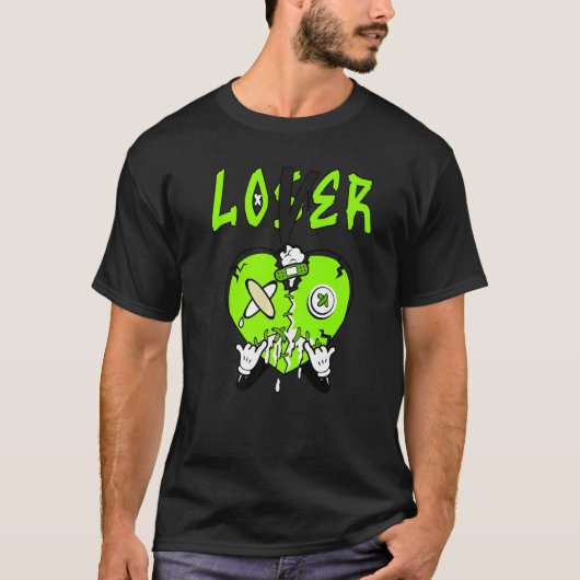 Loser Heart Elektrische Groene 6s Matching T-shirt (Voorkant)
