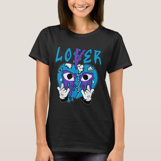 Loser Lover Drip Hart T-shirt Kleur Aqua Matching (Voorkant)