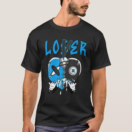 Loser Lover Drip Heart Black University Blauw 13s  T-shirt (Voorkant)
