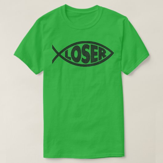 Loser Slacker 90s Jesus vis Zwart T-shirt (Design voorkant)