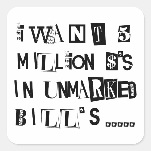 losgeld vierkante sticker (Voorkant)