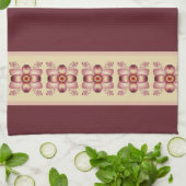 Losief florale geaccentueerde Bourgogne en crème Theedoek (Gevouwen)