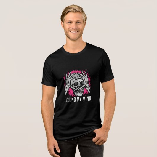 Losing My Mind Skull Graphic Tri-Blend Shirt (Voorkant volledig)