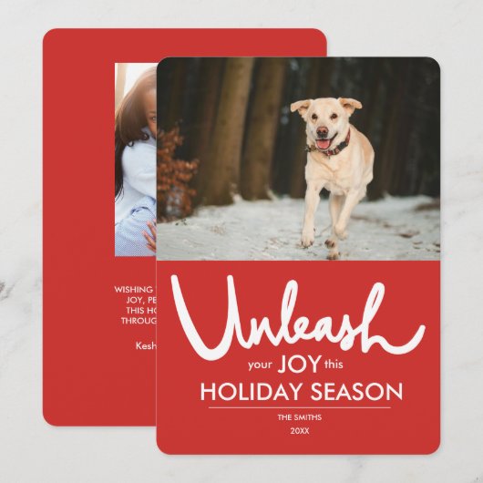 loslaten | Grappige hond foto vakantie Feestdagenkaart (Voorkant / Achterkant)