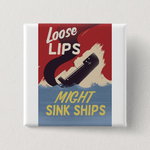 Loslippigheid kan schepen doen zinken vierkante button 5,1 cm
