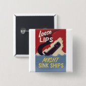Loslippigheid kan schepen doen zinken vierkante button 5,1 cm (Voorkant /achterkant)