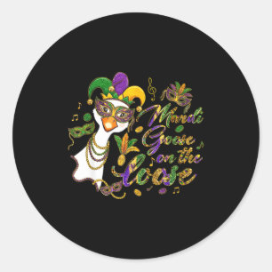 Loslopende Mardi Goose Mardi Gras Dwaas Gans Kledi Ronde Sticker