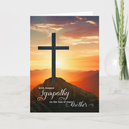 Loss of a Brother Christian Sympathy Sunset Cross Kaart (Voorkant)