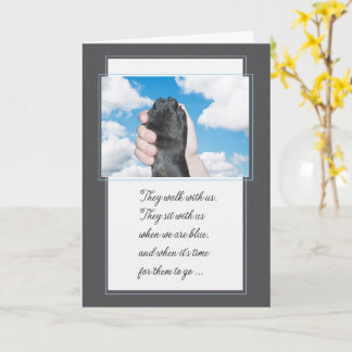Loss of a Dog Hand Holding a Paw Pet Sympathy Kaart