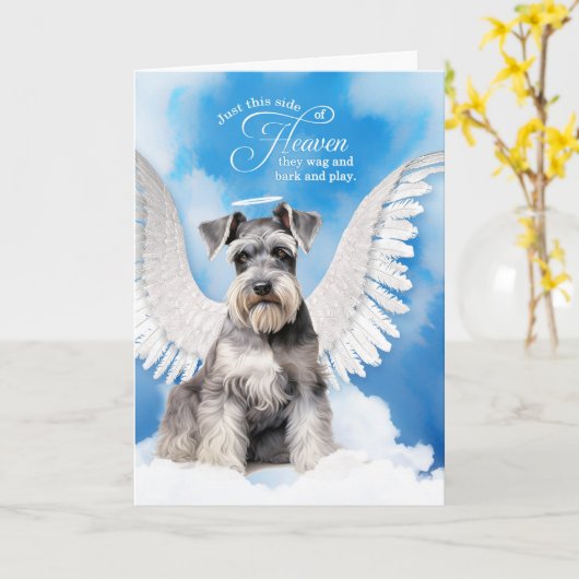 Loss of a Dog Schnauzer Angel Pet Sympathy Kaart (Gele Bloem)
