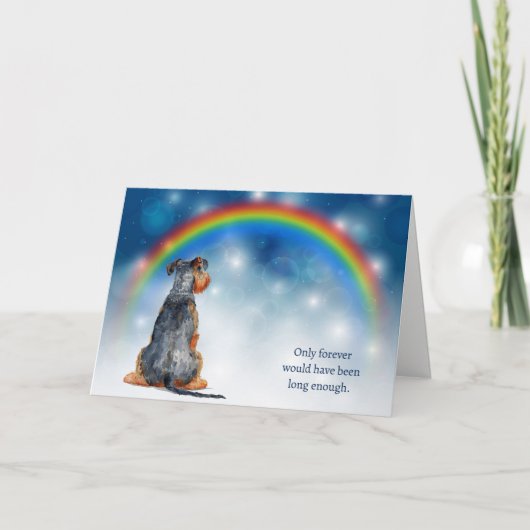 Loss of Airedale Dog Night Lights Rainbow Sympathy Feestdagen Kaart (Voorkant)