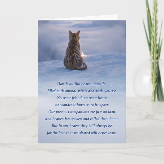 Loss of Cat Memorial with Poem Candle Kaart (Voorkant)