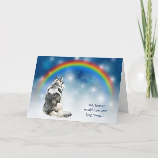 Loss of Malamute Dog Night Lights Rainbow Sympathy Feestdagen Kaart (Voorkant)