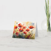 Losse Abstracte rode veld van papavers Waterverf Bedankkaart (Achterkant)