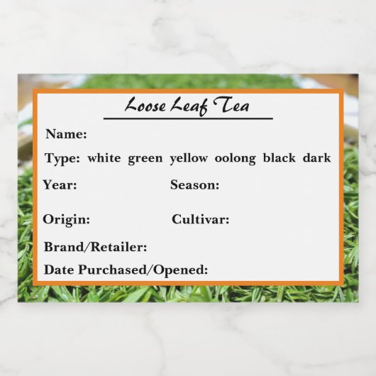 Losse bladthee voedselcontainer etiket (Enkel label)