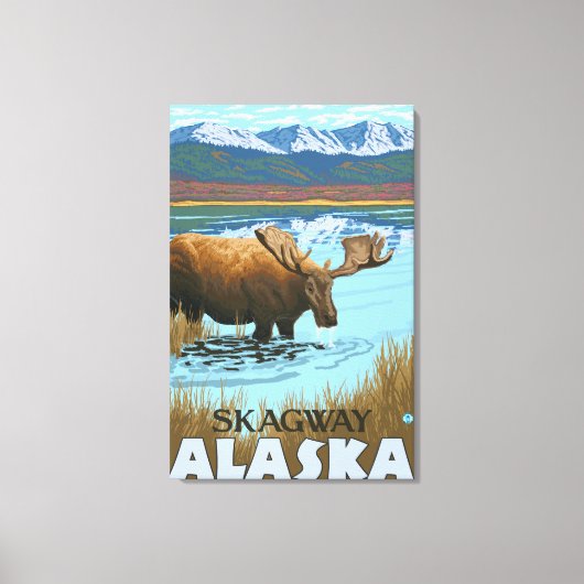 Losse Drink bij het meer van Skagway, Alaska Canvas Afdruk (Voorkant)