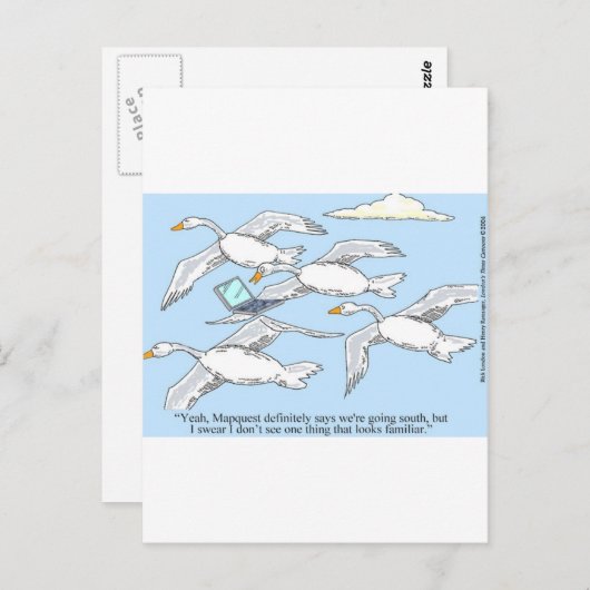 Losse gans met Mapquest Funny Gifts & T - shirts Briefkaart (Voorkant / Achterkant)