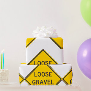 Losse grind waarschuwingsbord Road Hazard Cadeaupapier