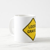 Losse grind waarschuwingsbord Road Hazard Koffiemok (Voorkant links)