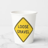 Losse grind waarschuwingsbord Road Hazard Papieren Bekers (Voorkant)