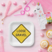 Losse grind waarschuwingsbord Road Hazard Papieren Bordje (Feest)