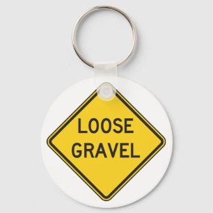 Losse grind waarschuwingsbord Road Hazard Sleutelhanger
