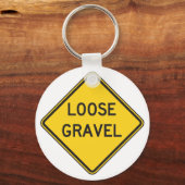 Losse grind waarschuwingsbord Road Hazard Sleutelhanger (Voorkant)