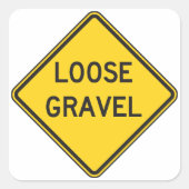 Losse grind waarschuwingsbord Road Hazard Vierkante Sticker (Voorkant)