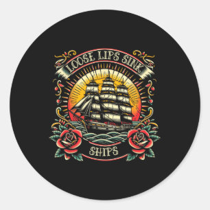 Losse lippen zinken schepen Traditioneel nautisch Ronde Sticker