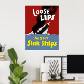 Losse Lips Might Sink Ships — Grens Poster (Thuiskantoor)