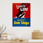 Losse Lips Might Sink Ships -  WW2 Poster (Keuken)