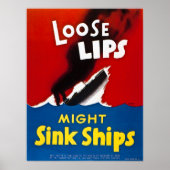 Losse Lips Might Sink Ships - WW2 Poster (Voorkant)