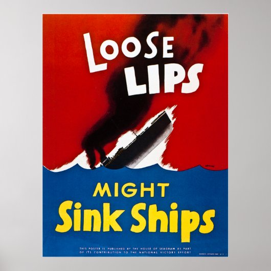 Losse Lips Might Sink Ships -  WW2 Poster (Voorkant)