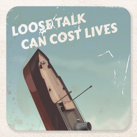 Losse praat kost levens WW2-poster Kartonnen Onderzetters (Voorkant)