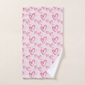 Losse roze hartpatroon Valentijn Bad Handdoek (Handdoek)