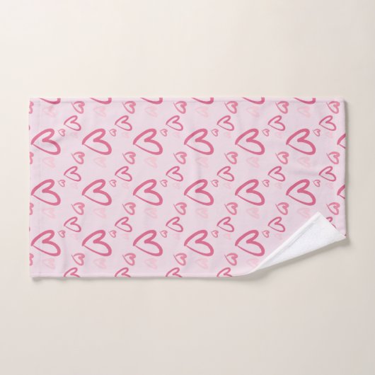 Losse roze hartpatroon Valentijn Bad Handdoek (Handdoek)