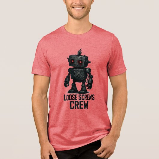 Losse Schroeven Bemanning – Grunge Cyberpunk Robot Tri-Blend Shirt (Voorkant)