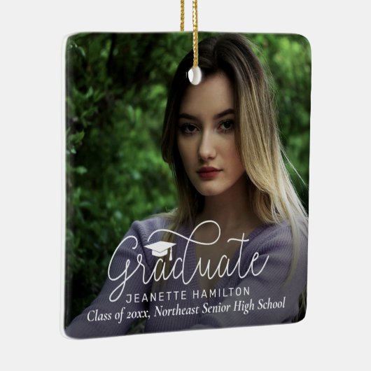 Losse Script dubbelzijdig foto Afstuderen Keramisch Ornament (Rechts)