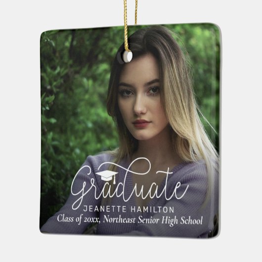 Losse Script dubbelzijdig foto Afstuderen Keramisch Ornament (Links)