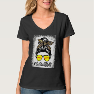 Losse Softball Life met luipaard en Messy Bun T-shirt