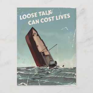 Losse Talk Cost Lives WW2 Poster Briefkaart