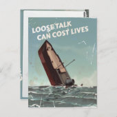 Losse Talk Cost Lives WW2 Poster Briefkaart (Voorkant / Achterkant)
