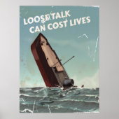 Losse Talk Cost Lives WW2 Poster print (Voorkant)