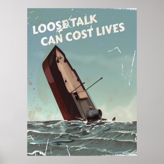 Losse Talk Cost Lives WW2 Poster print (Voorkant)