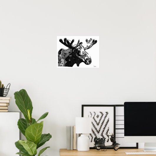 Losse tekening in zwart-wit poster (Thuiskantoor)