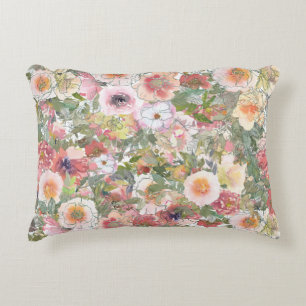Losse Waterverf bloemen met/zonder lijnkunst Accent Kussen