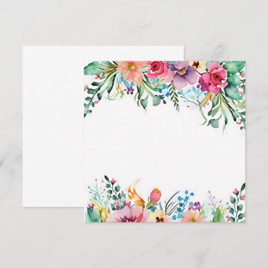 Losse Waterverf Flowers Wedding Birthday Bright Bedankkaart (Voorkant / Achterkant)