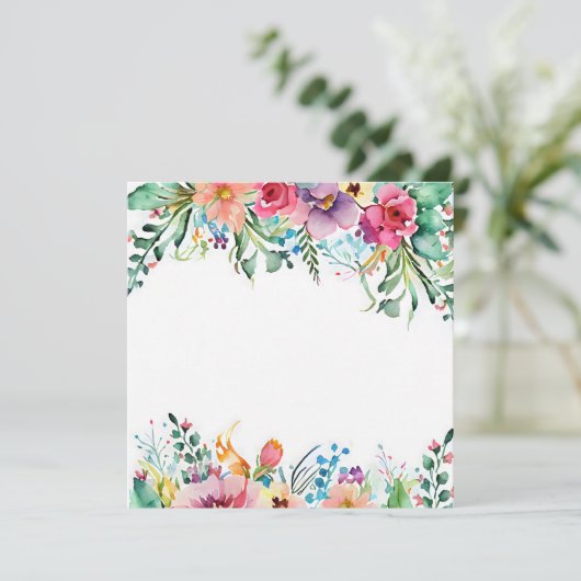 Losse Waterverf Flowers Wedding Birthday Bright Bedankkaart (Staand voorkant)