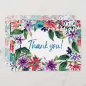 Losse Waterverf geverfde bloemen | Bedankkaart (Voorkant / Achterkant)